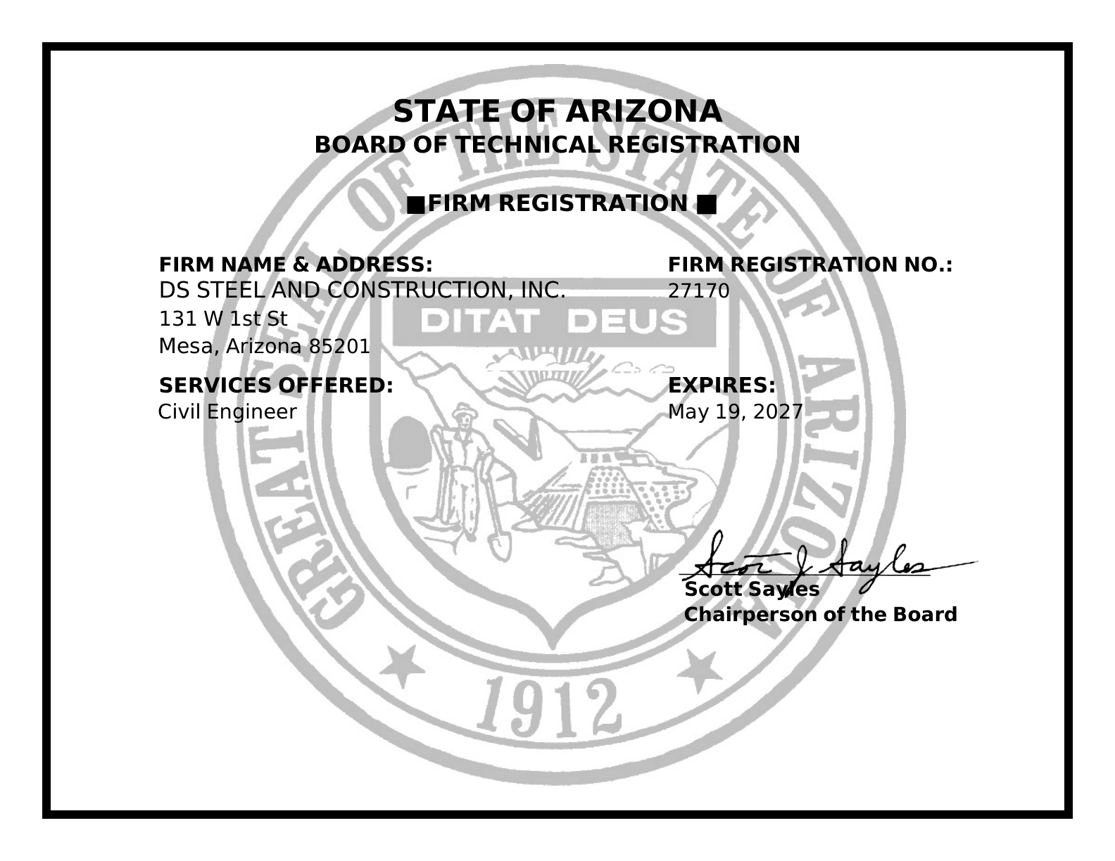 PE License
(Civil Engineer Firm Registration)